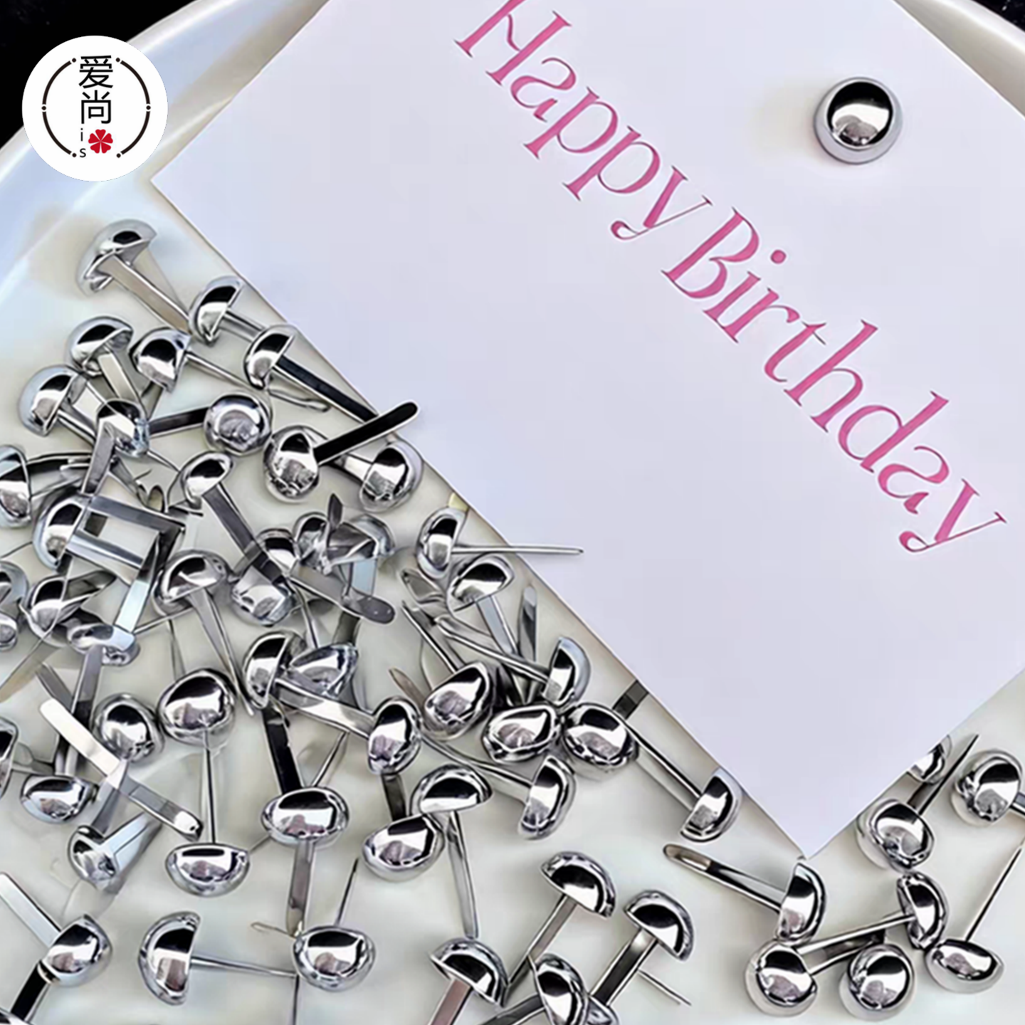 卡片固定圆头小胖钉爱心花艺卡片夹金色银色两脚钉花束卡片夹材料,鲜花速递/花卉仿真/绿植园艺,花艺材料,淘宝优惠券,粉丝福利购,淘宝优惠卷