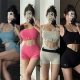 甜酷风裸感机能健身瑜伽套装 辣妹训练服防震背心高腰显臀三分短裤