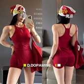 收腰遮臀侧开叉长款 工字背健身背心运动内衣瑜伽服带胸垫