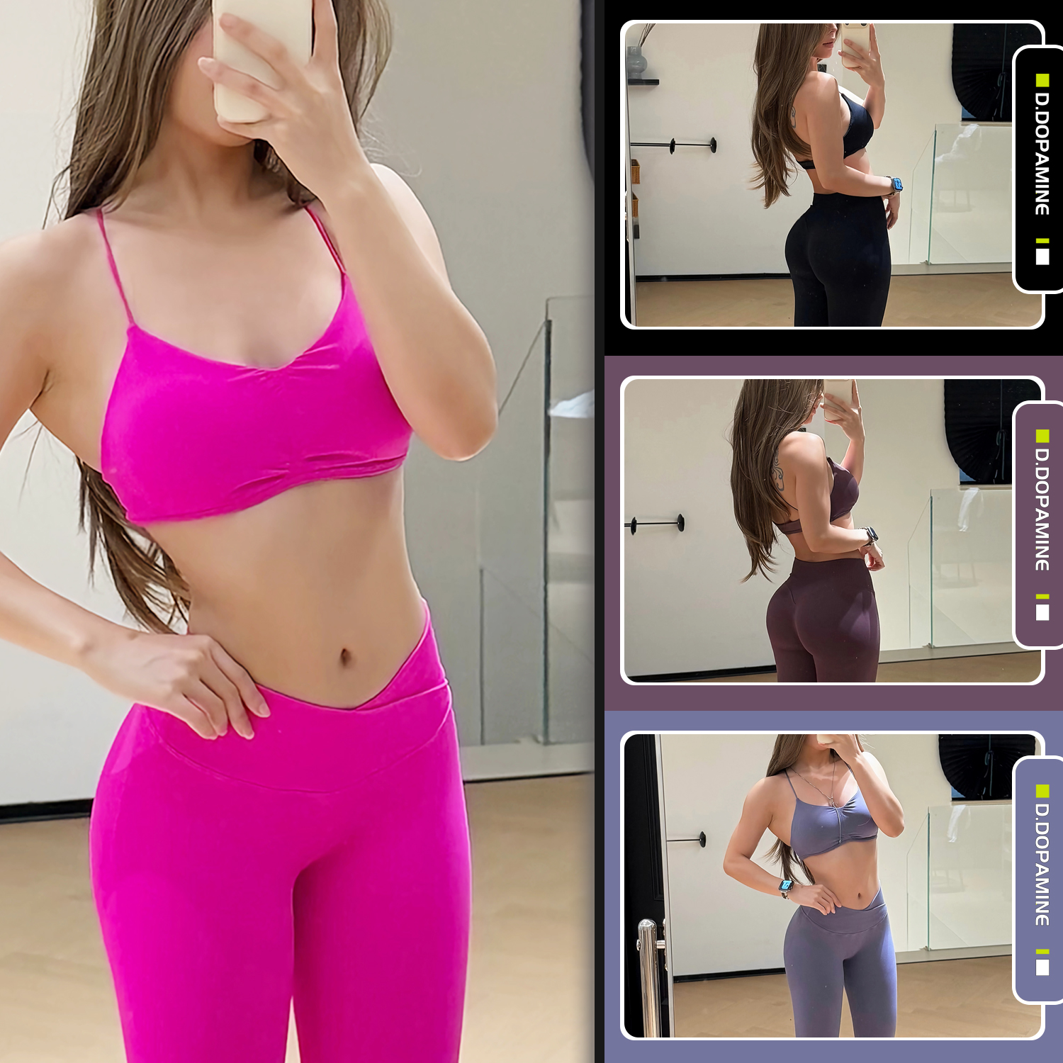 欧美DF同款交叉腰显瘦提臀瑜伽裤美背运动健身套装运动内衣带胸垫