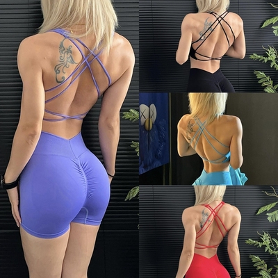 多巴胺糖果色双带交叉美背训练健身背心女运动瑜伽上衣