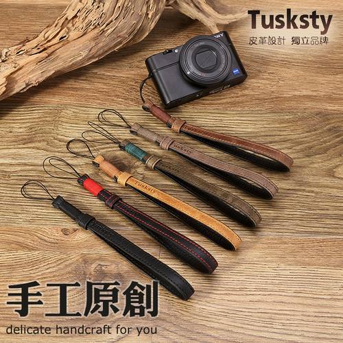 适用索尼黑卡牛皮手腕带理光挂绳