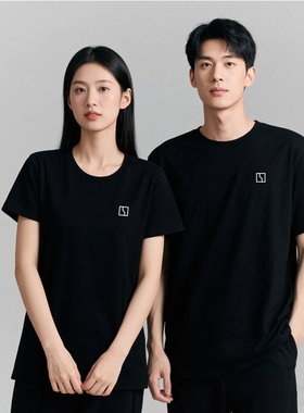 极氪4S店工作服黑色短袖T恤男女宽松圆领纯棉新能源汽车工装定制