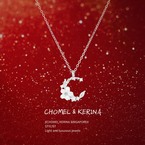 「盛开的白月光」纯银锁骨项链女