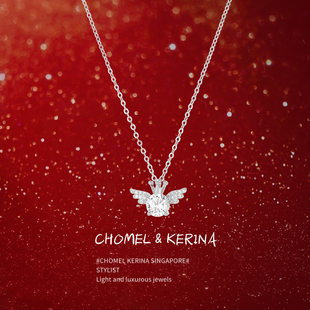 原创护花小天使纯银高级感锁骨项链女小众轻奢送闺蜜女友生日礼物