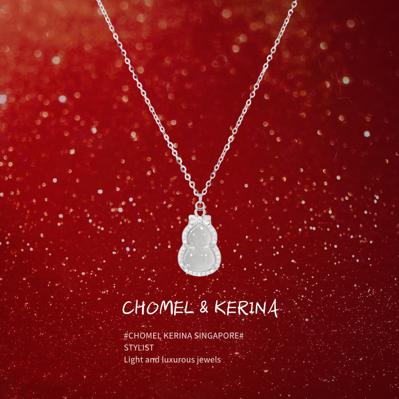 幸运「小福禄」玉髓葫芦999纯银轻奢小众高级项链女闺蜜生日礼物