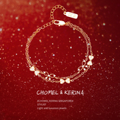 原创设计纯银高级感蝴蝶结双层手饰链女款 轻奢小众精致送闺蜜生日