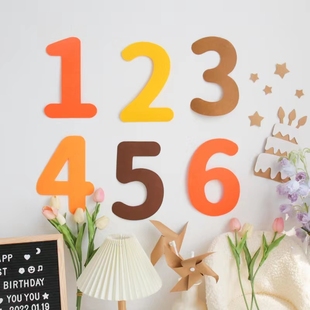 ins复古数字森系毛毡生日快乐宝宝周岁百天拍照背景墙装饰布置