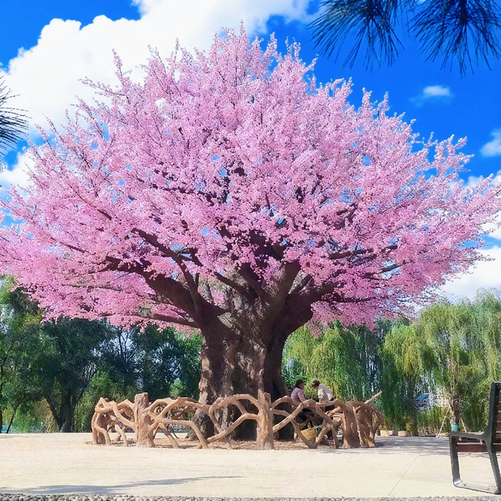 大型仿真树假树室内外装饰樱花桃花红枫许愿户外包柱子仿真大树