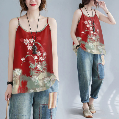 夏季国风冰丝吊带背心女款显瘦