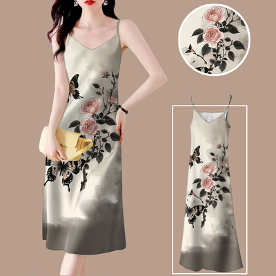 好品捡漏~夏季新款中年妈妈装吊带背心中长裙宽松遮肚连衣裙女