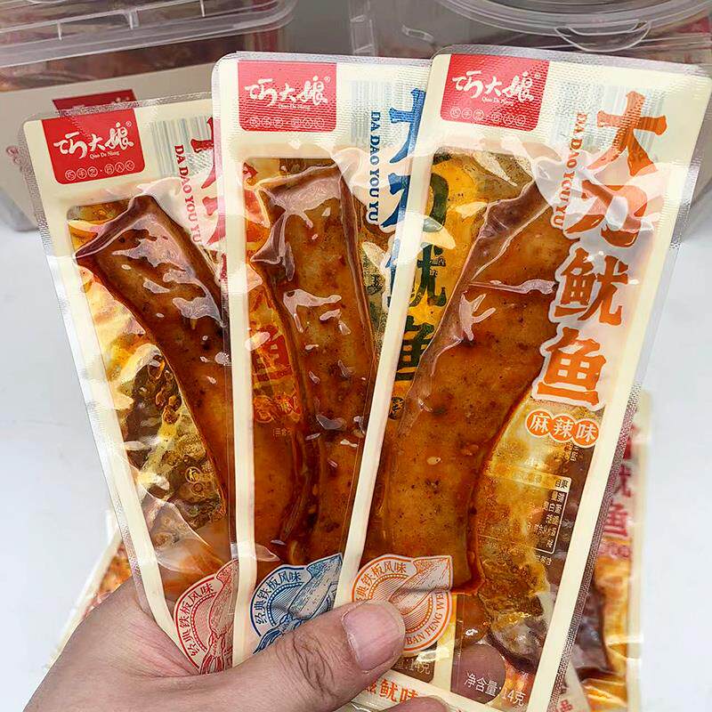 新货巧大娘大刀鱿鱼即食鱿鱼零食手撕鱿鱼干 干香辣味独立小包装