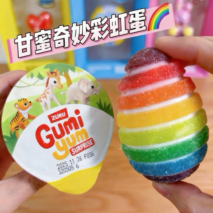 水果味凝胶软糖ZuruGumiYum甘蜜奇妙蛋彩虹奇趣蛋