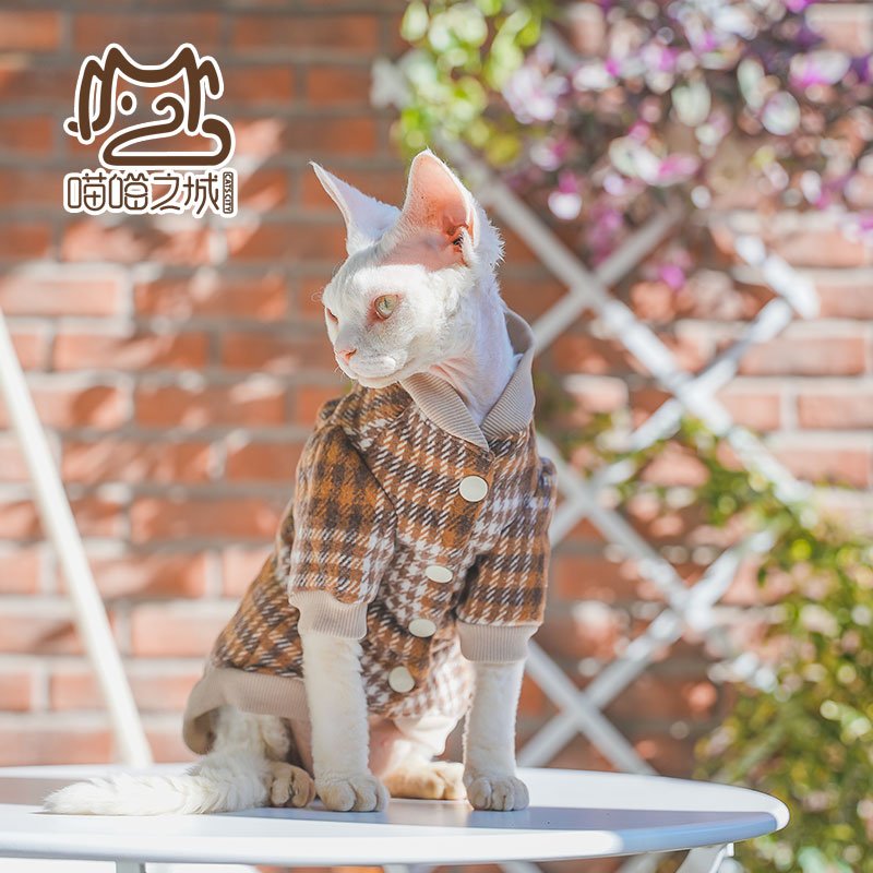 无毛猫夹棉加绒保暖棒球服棉衣