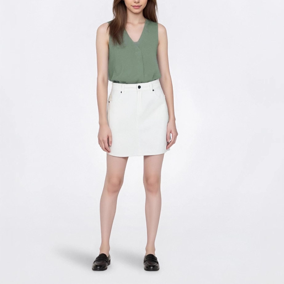 欧美风莱赛尔白色短裙女基础款减龄半身裙高腰弹力显瘦A字牛仔裙