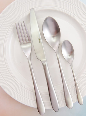 荷兰风格 拉丝设计JOMU不锈钢刀叉勺水果叉咖啡勺 西餐牛排刀叉