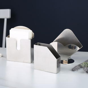 餐桌不锈钢纸巾架餐厅桌面立式纸巾座西餐菜单餐巾纸架托定制logo