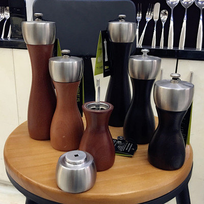 欧美风格研磨器盐木制调味瓶罐