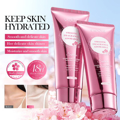 全英文SADOER樱花滋润晶闪高光约会身体乳补水身体乳跨境外贸