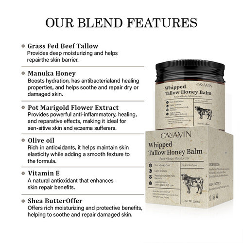 Beef Tallow Skin Care蜂蜜牛脂膏 牛脂滋润霜保湿面霜润肤