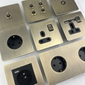 香港马来西亚欧式 复古黄铜拨杆古董双开关插座面板青铜古金属 德式