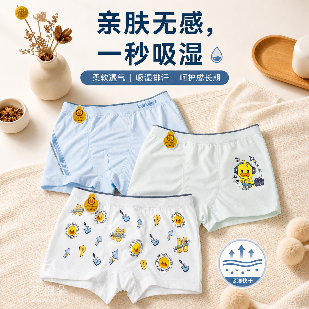 男童莫代尔平角内裤夏季柔软速干