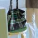 VM香草山 帆布毛呢大容量环保袋 绿格格 格子单肩包原创设计厚款