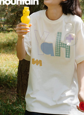 VM香草山 #Yah系列 T恤贴布刺绣印花纯棉百搭简约宽松圆领短袖