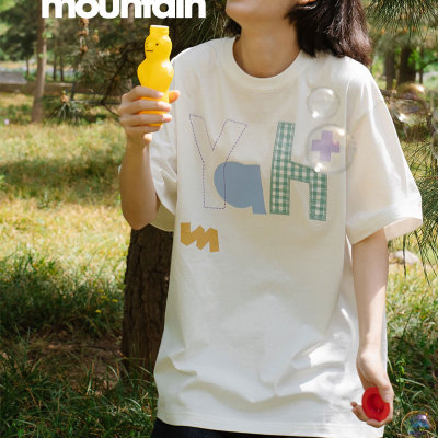 VM香草山 #Yah系列 T恤贴布刺绣印花纯棉百搭简约宽松圆领短袖