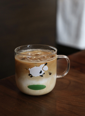 VM香草山 pat pat 咩咩系列玻璃杯高硼硅耐热原创设计高硼硅水杯