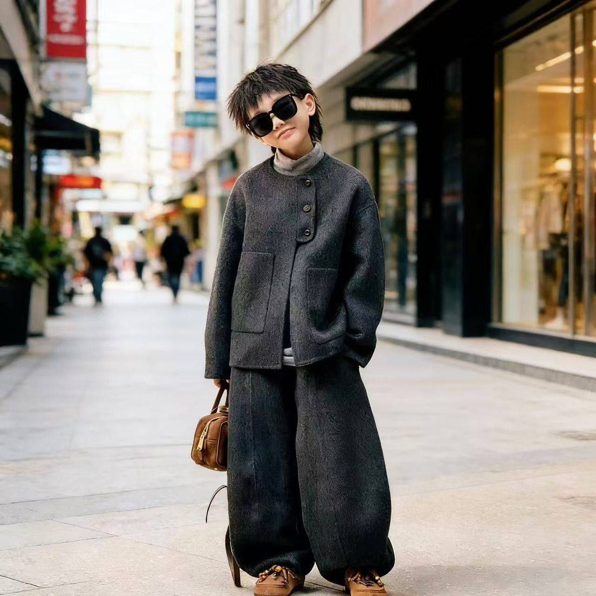 儿童毛呢套装男童2026秋冬加厚呢子外套阔腿裤宝宝洋气时髦潮酷帅,童装/婴儿装/亲子装,套装,淘宝优惠券,粉丝福利购,淘宝优惠卷