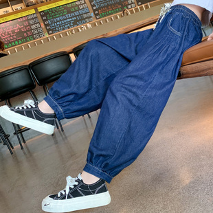 子春秋款 哈伦裤 中大童宽松老爹裤 儿童牛仔裤 女孩洋气灯笼裤 女童裤