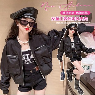 工装 女童短款 网红洋气儿童春装 2029新款 上衣中大童夹克 外套春秋季