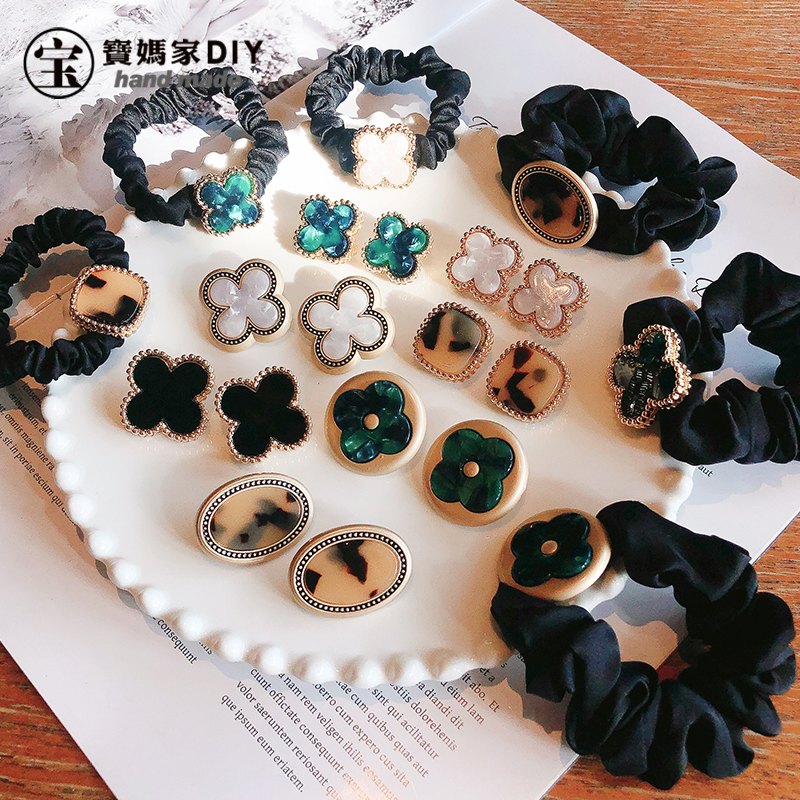 diy复古精工皮筋韩国发圈四叶草