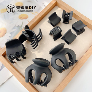 黑色磨砂高马尾抓夹南瓜网红气质鲨鱼夹后脑勺夹子头饰固定神器女