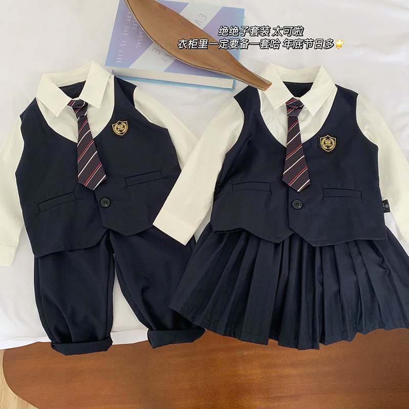 儿童套装衬衫校服两件套礼服