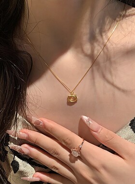 HelloKitty黄金项链足金999KT猫吊坠蝴蝶结锁骨链送女友闺蜜礼物