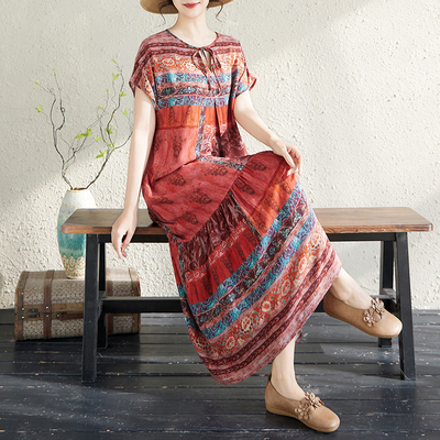 夏季棉绸中老年大码短袖睡裙