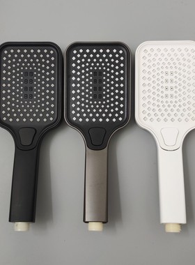 方形花洒喷头 洗澡淋浴头顶喷 生间浴室按键三档淋蓬头黑色枪灰色