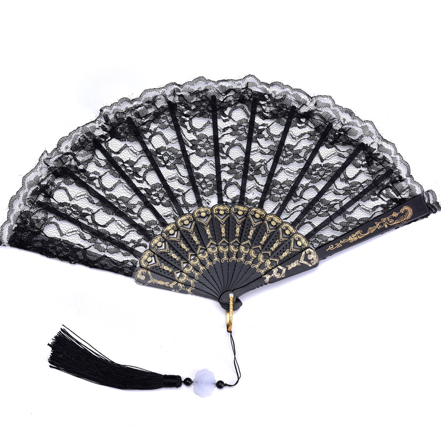 复古蕾丝扇子折扇古风旗袍女走秀洛丽塔拍照道具中式精美舞蹈扇