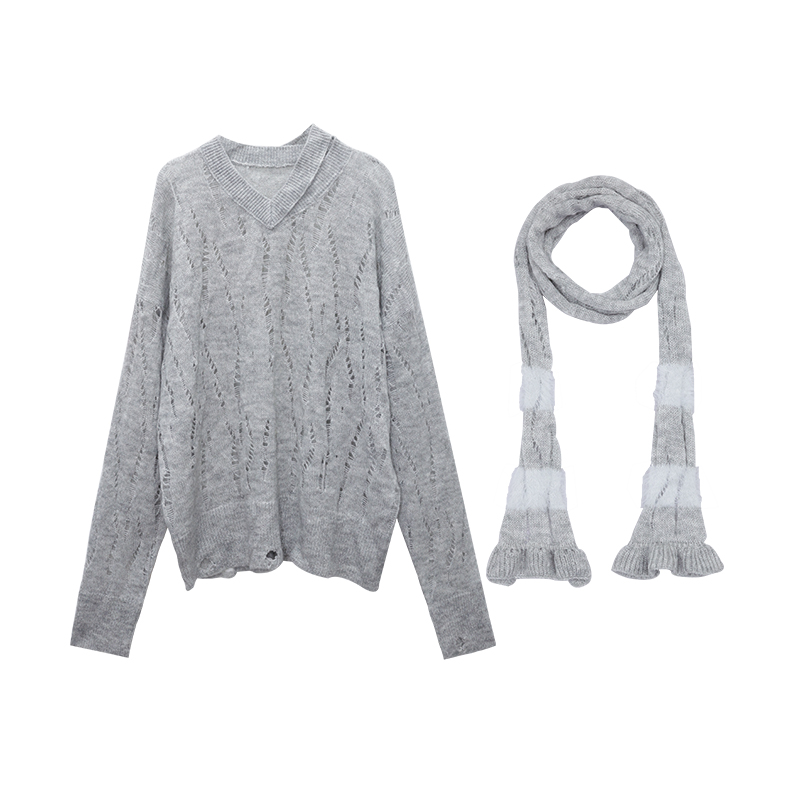Light Gray Sweater + Scarf