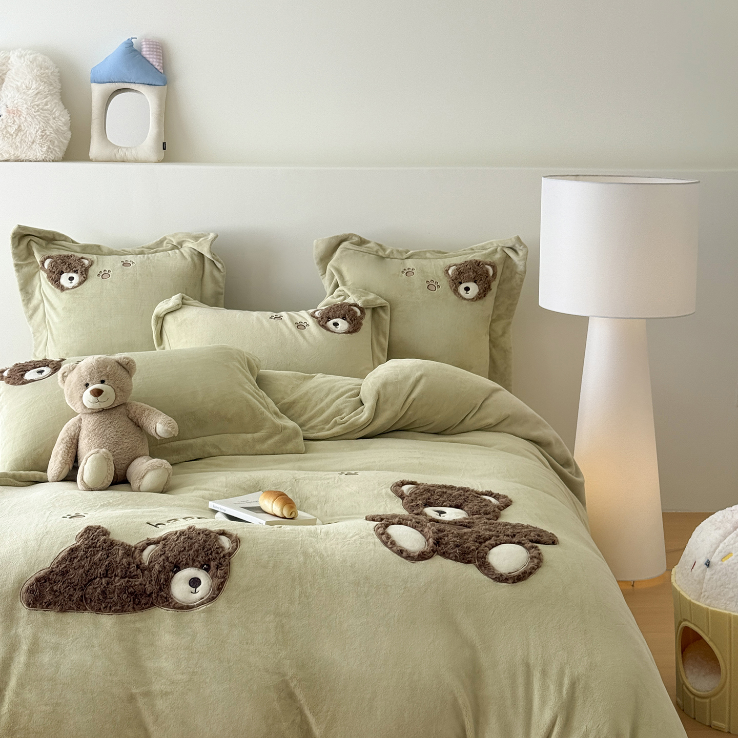 冬加厚2025新款230g全消光全工艺牛奶绒立体卡通四件套-啵啵熊