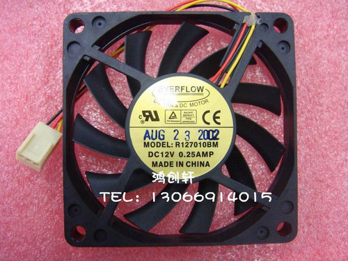 热卖EVERFLOW 7010散热风扇直流7cm  12v 0.25a R127010BM风机