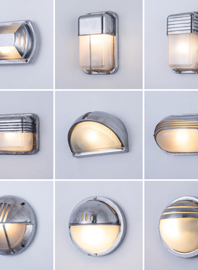 铸铝复古怀旧玻璃壁灯北欧庭院门牌灯卫生间阳台LED户外防水墙灯