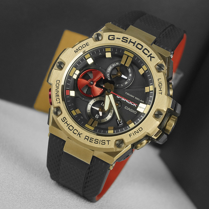 卡西欧手表男g-shock限量版八村塁联名太阳能蓝牙表gst-b100rh-1a