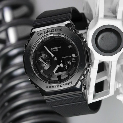 卡西欧G-SHOCK黑武士金属八角GM-2100/GBA-2100光动能蓝牙手表男