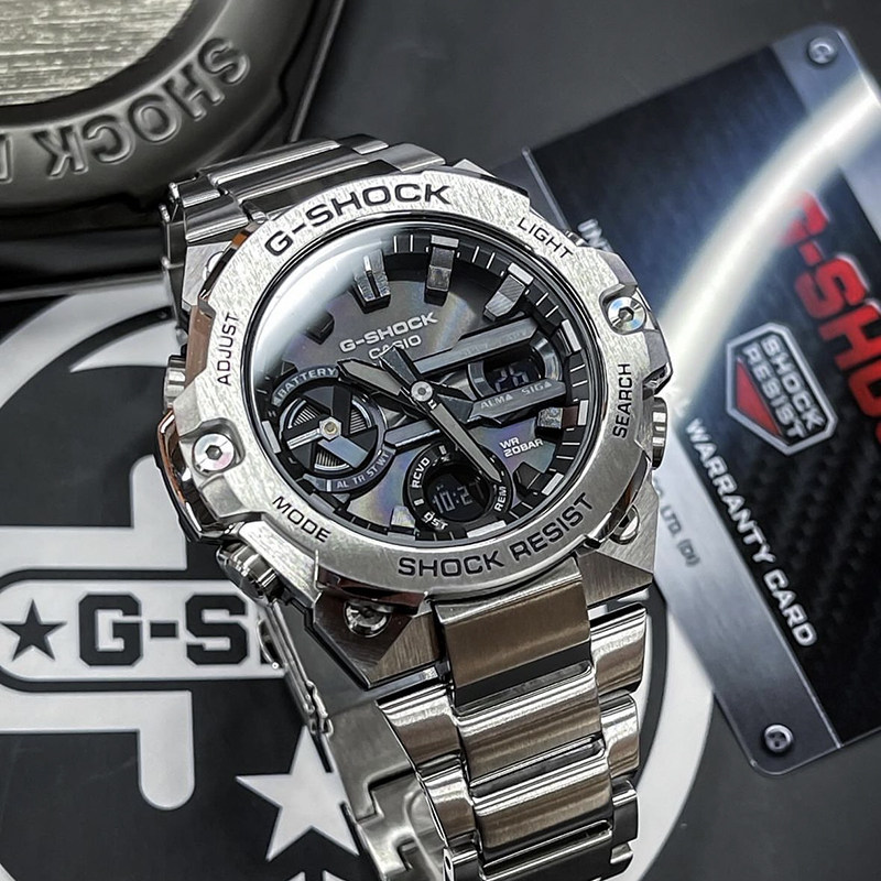 卡西欧g-shock gst-b400d-1a手表男钢铁之心金属蓝牙光能防水手表