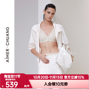 爱慕·CHUANG春秋季原典2女士条绒连帽拉链长袖外套CA452031