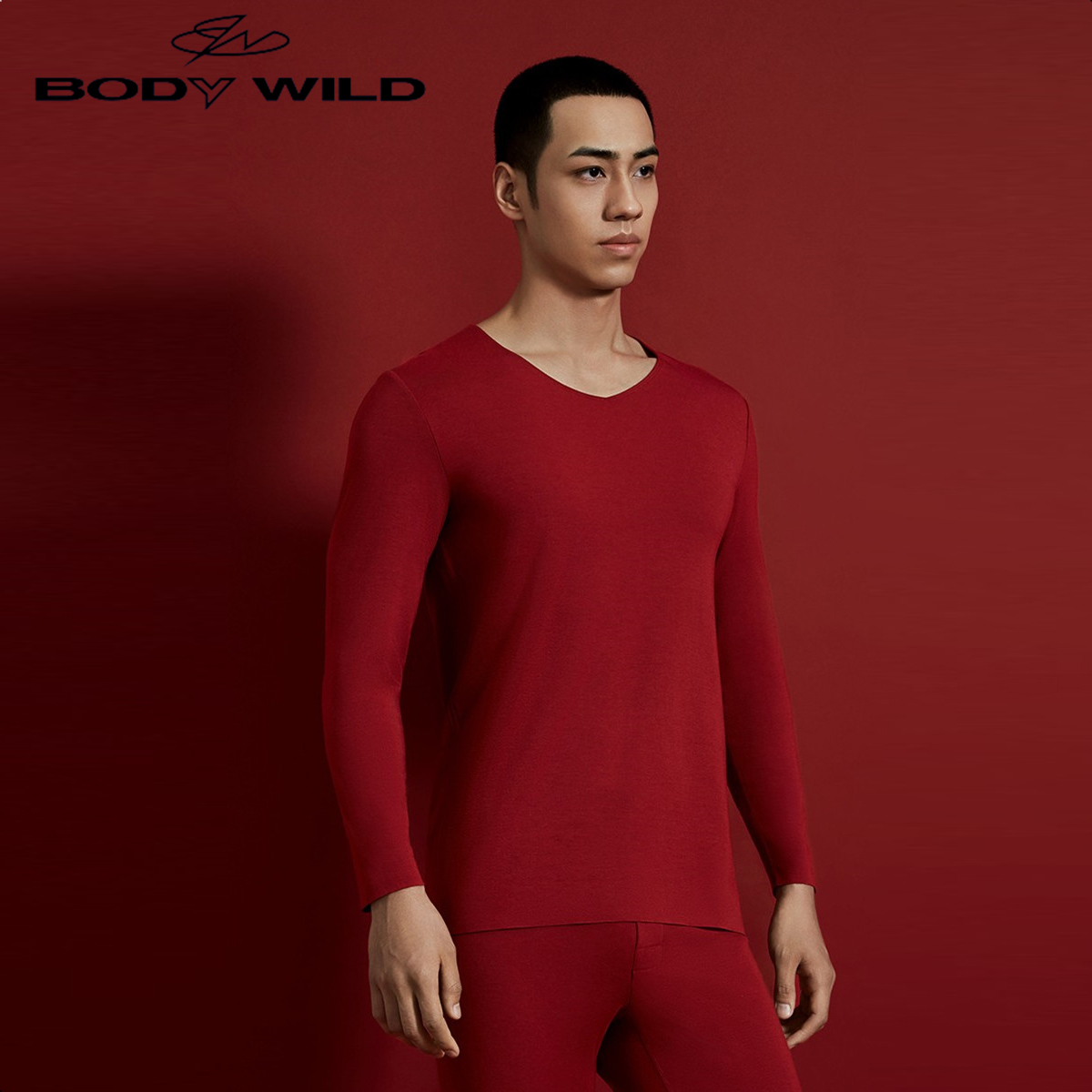 秋衣bodywild保暖男V领简约