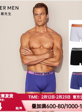 爱慕先生正品内裤男士极光莫代尔冰丝感舒适装腰平角内裤NS23D111